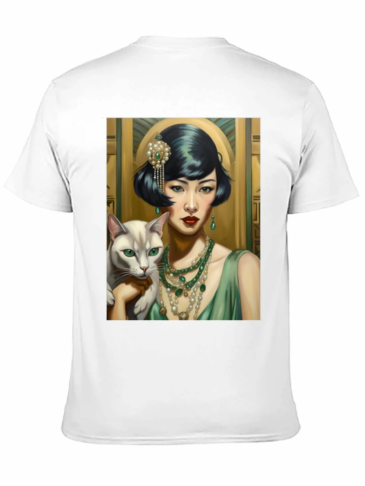 Art Deco Woman & Cat Graphic Tee product image 2