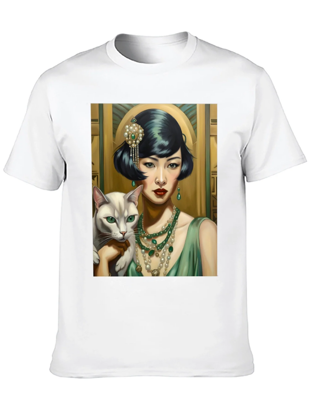 Art Deco Woman & Cat Graphic Tee product image 12