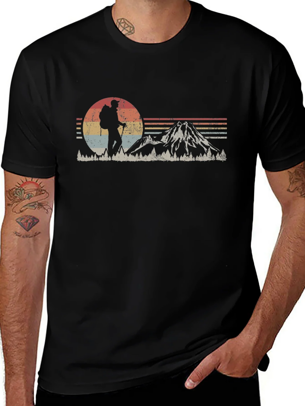 Retro Hiker T-Shirt - Mountain Adventure Tee product image 1