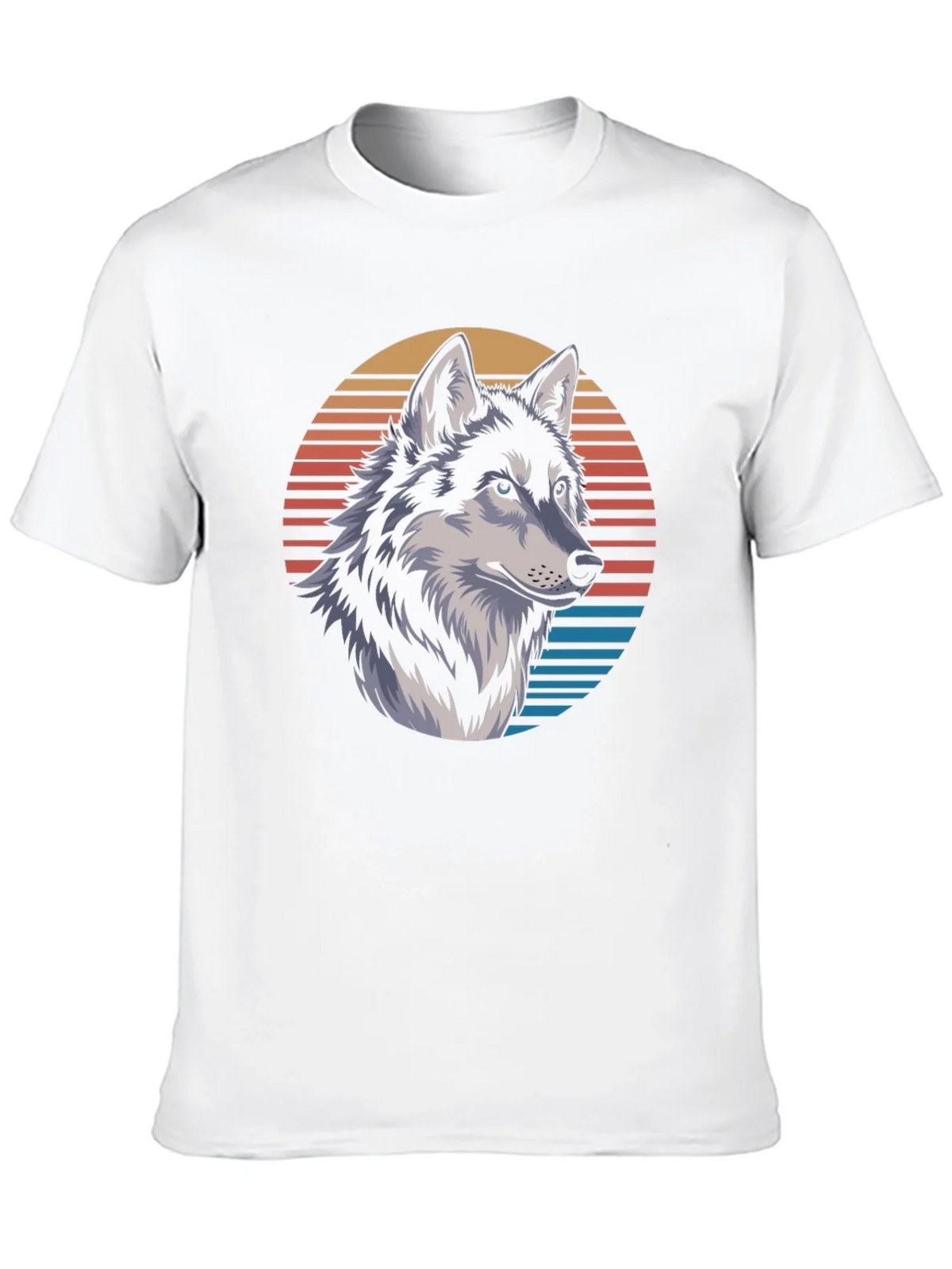 Wolf Graphic Tee - Retro Sunset Design Black T-Shirt product image 12