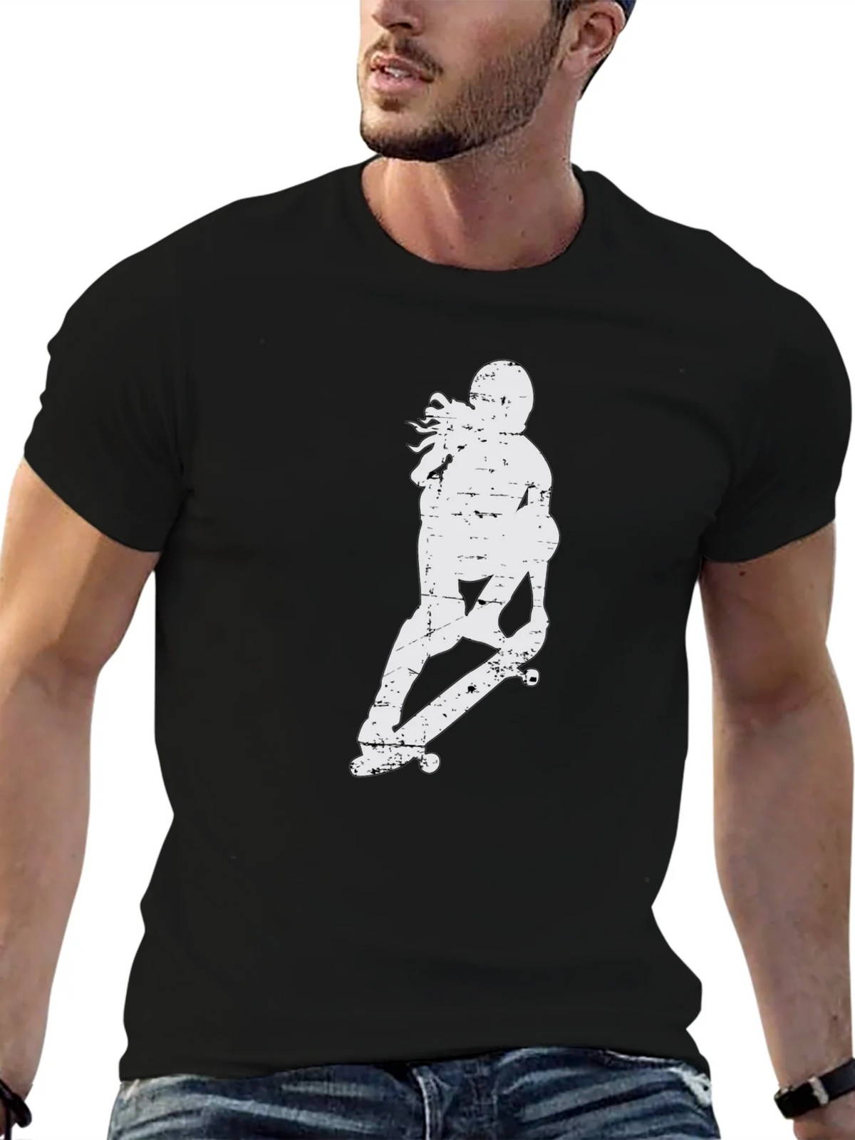 Skateboarder Graphic Tee - Casual Black T-Shirt product image 9