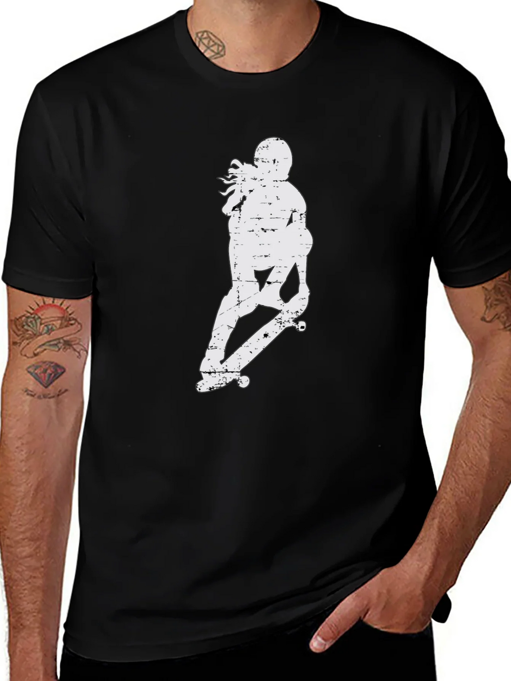 Skateboarder Graphic Tee - Casual Black T-Shirt product image 1