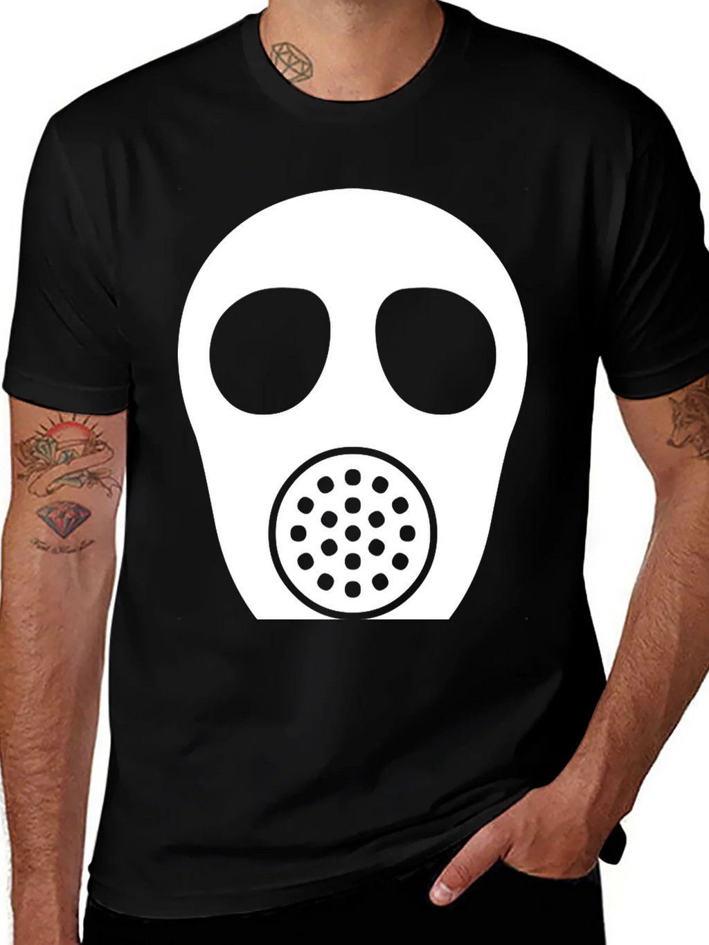 Gas Mask Graphic Tee - Black Casual T-Shirt product image 1