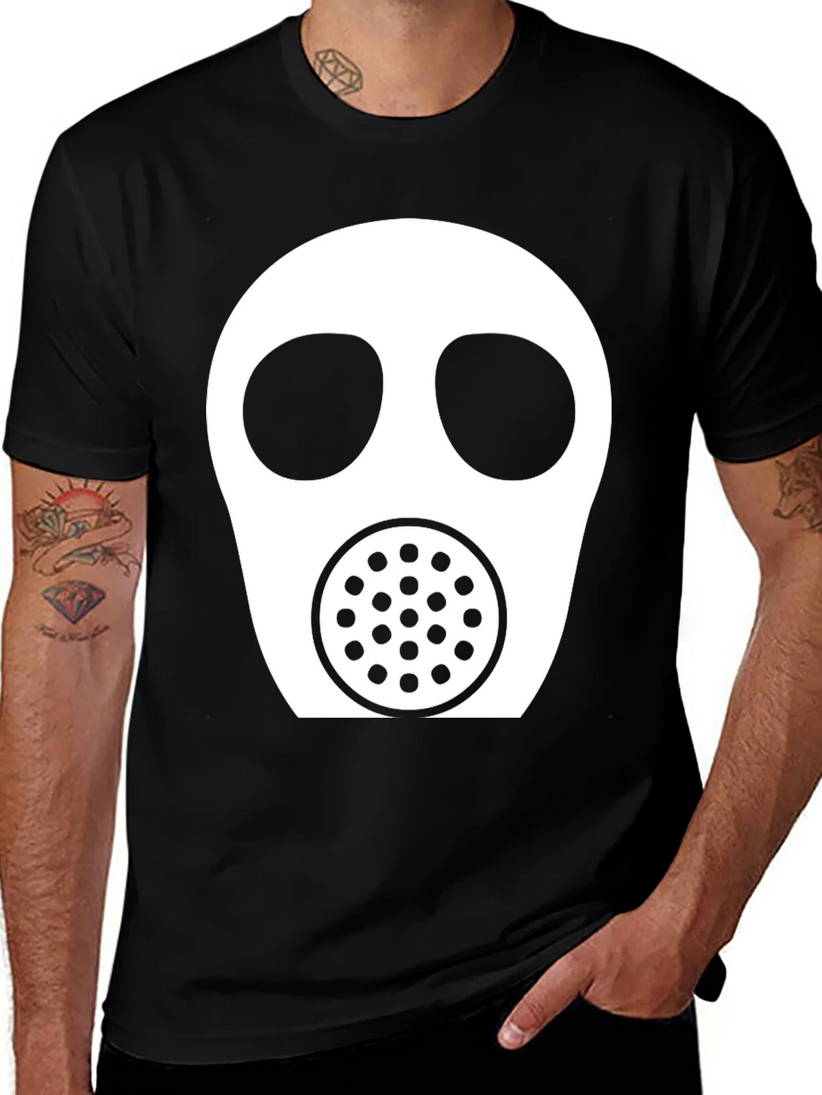 Gas Mask Graphic Tee - Black Casual T-Shirt product image 1