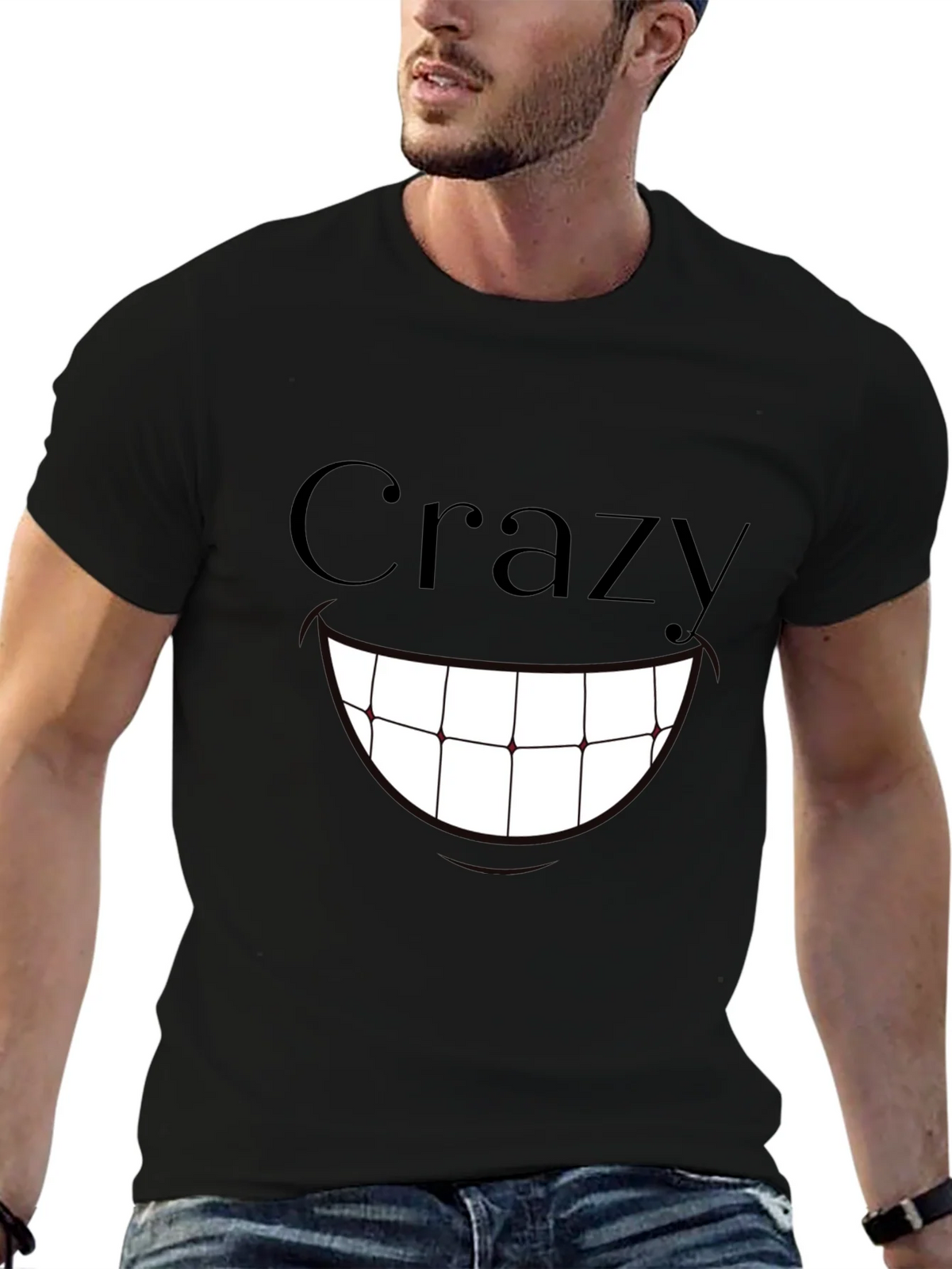 Crazy Smile Graphic Print T-Shirt - Black product image 9