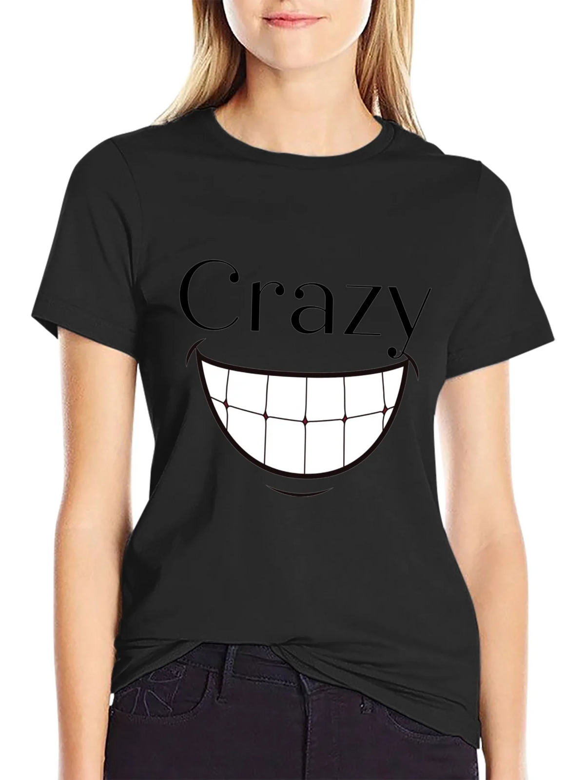 Crazy Smile Graphic Print T-Shirt - Black product image 5