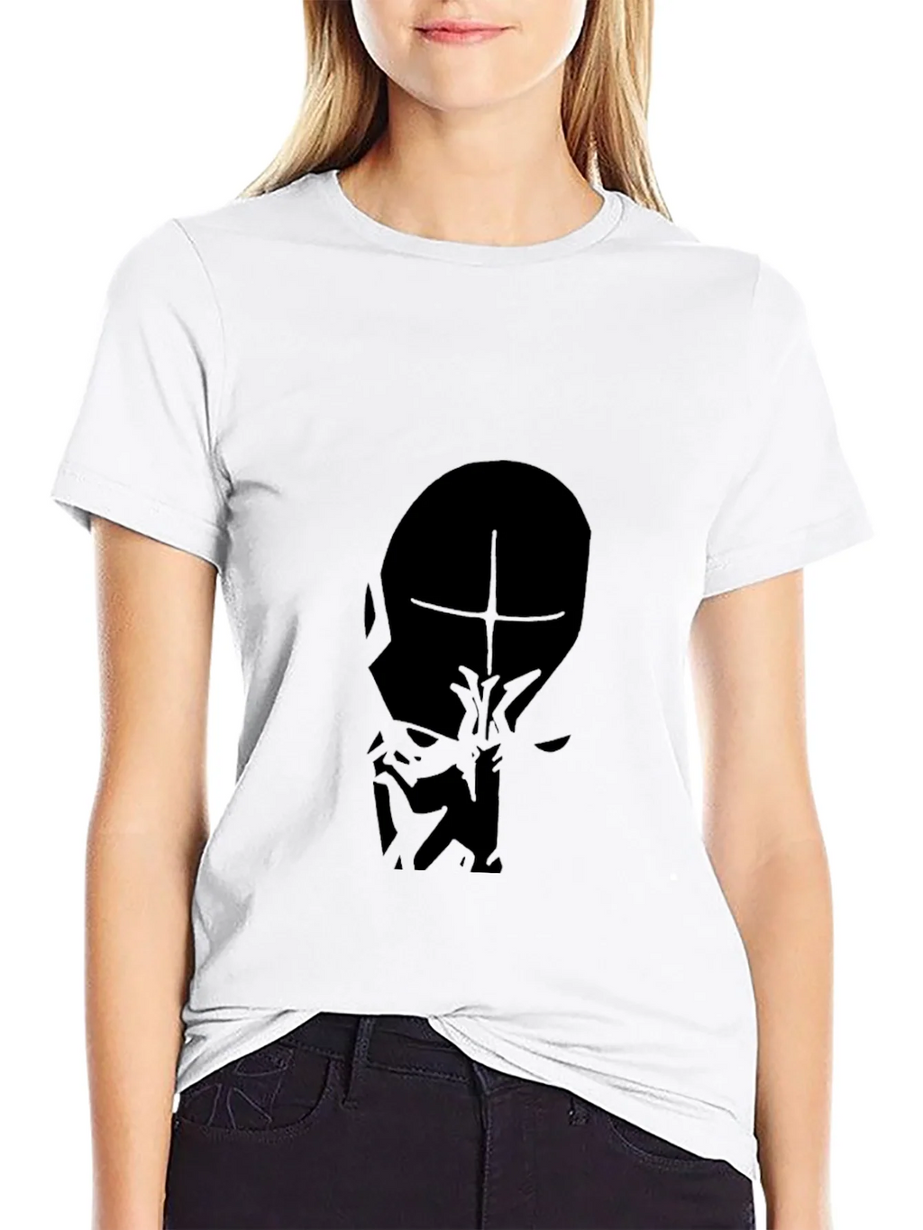 Mens Black T-Shirt - Abstract Face Graphic product image 11