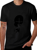 Mens Black T-Shirt - Abstract Face Graphic product image 1