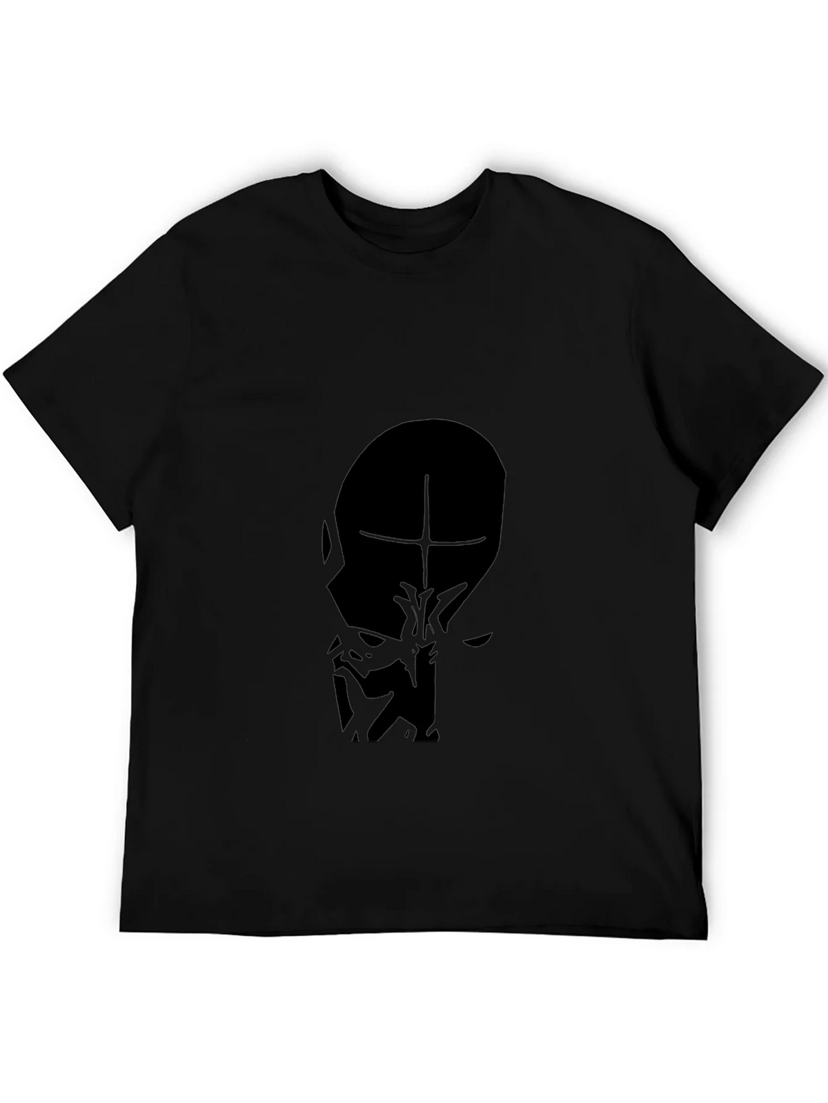 Mens Black T-Shirt - Abstract Face Graphic product image 8