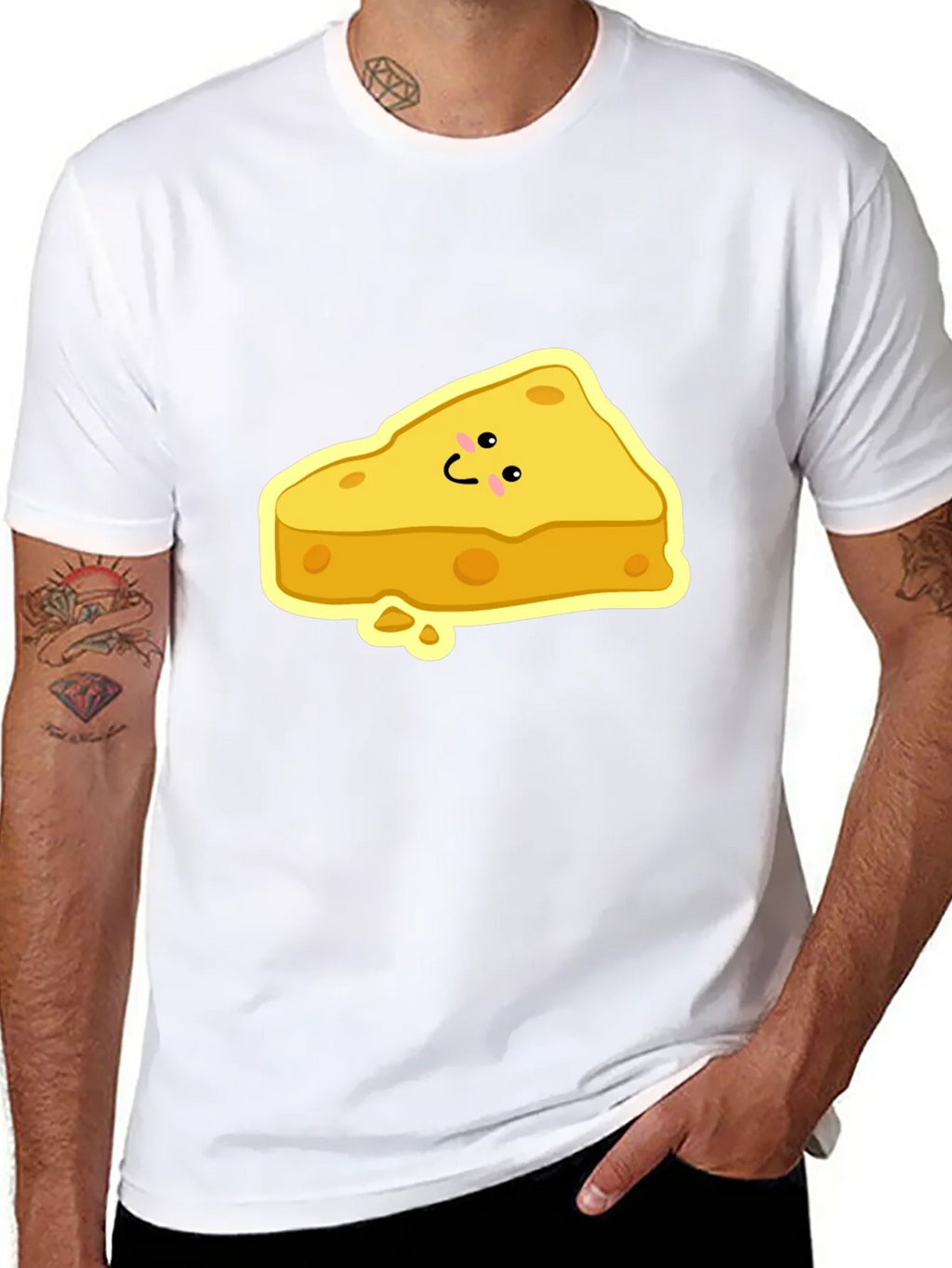 Cartoon Cheese Slice Black T-Shirt product image 10