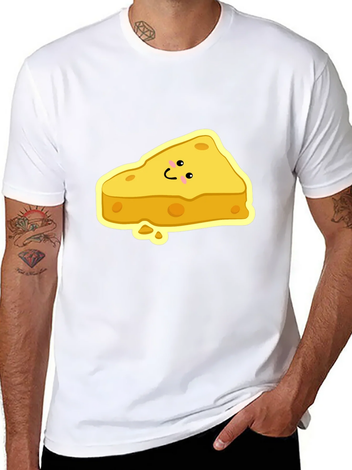 Cartoon Cheese Slice Black T-Shirt product image 10