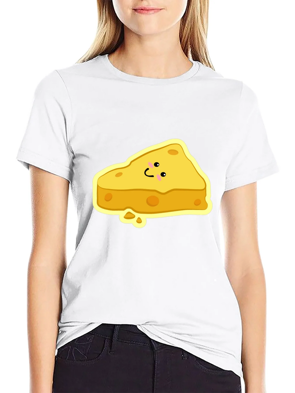 Cartoon Cheese Slice Black T-Shirt product image 11