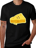 Cartoon Cheese Slice Black T-Shirt product image 1