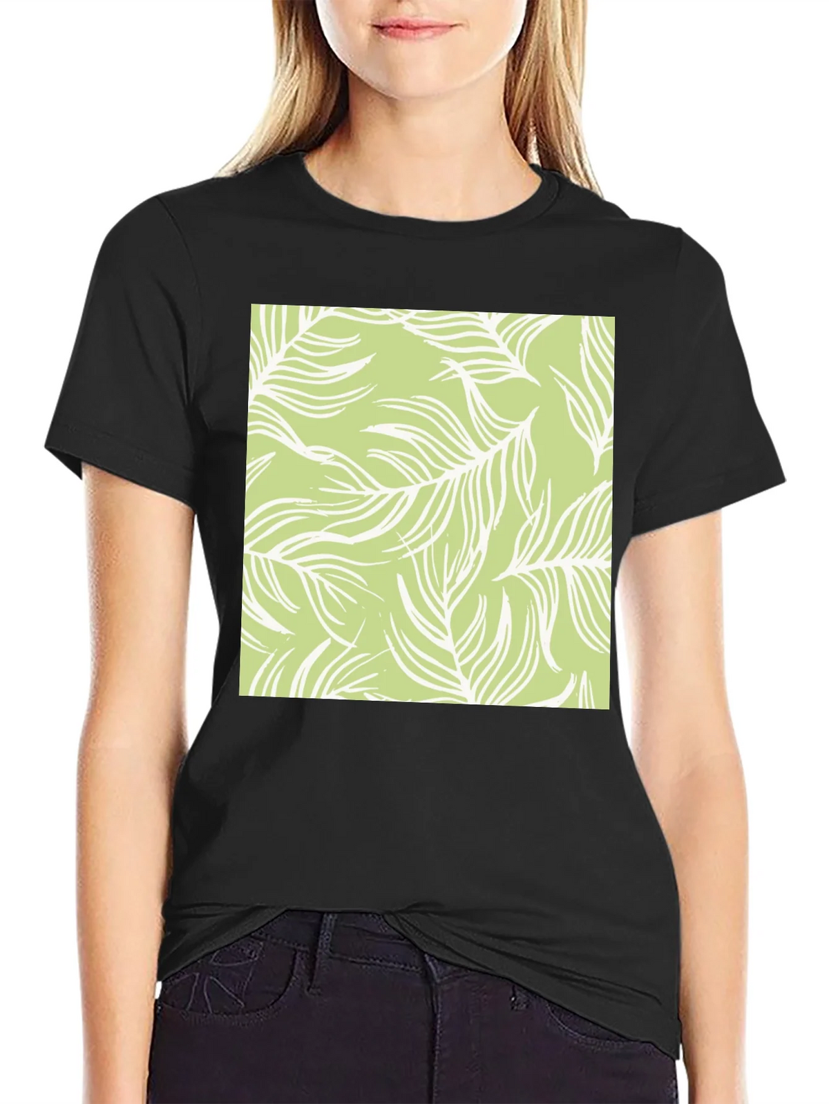 Nature Pattern Tee - Black Cotton Casual product image 5