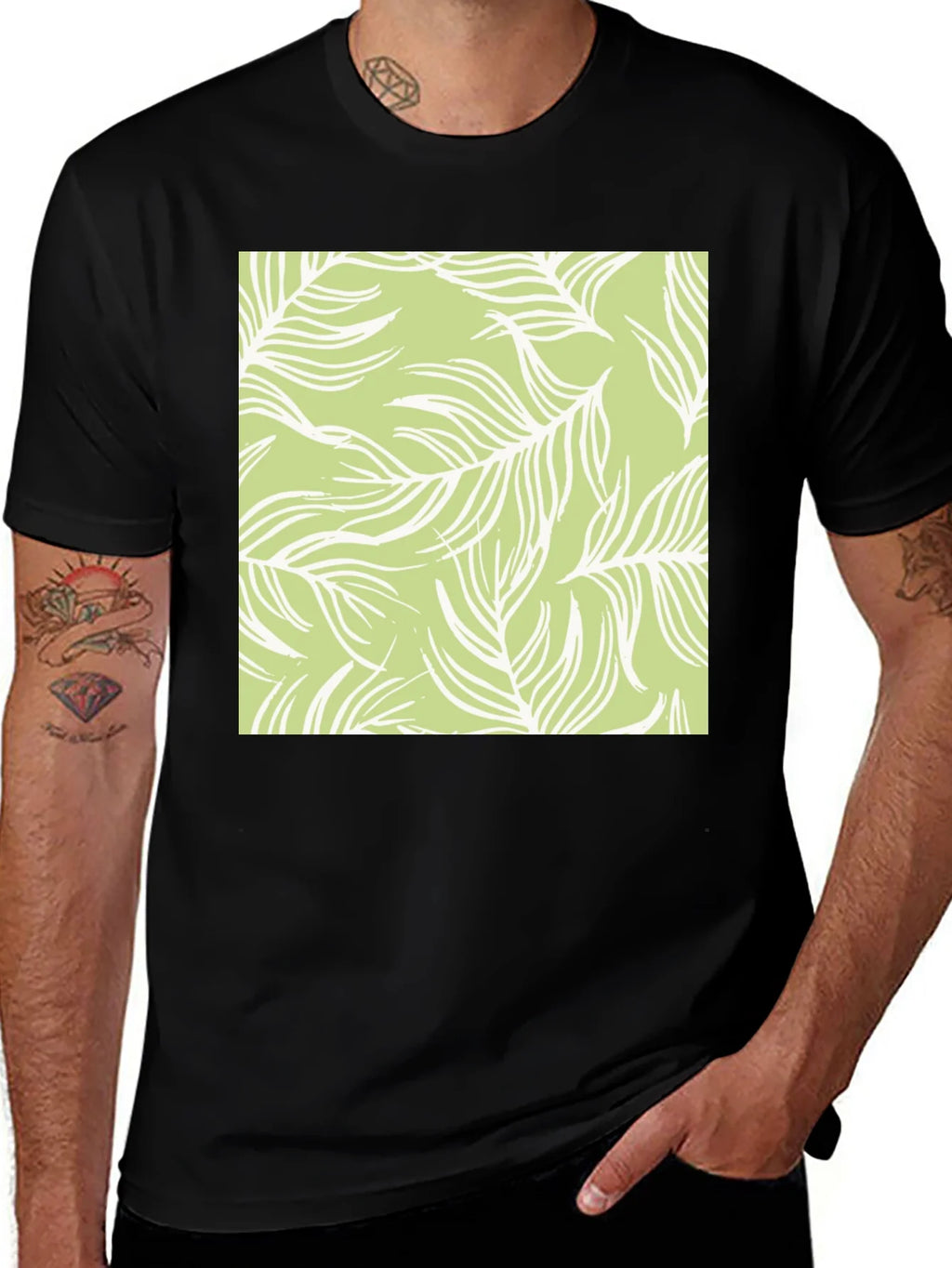 Nature Pattern Tee - Black Cotton Casual product image 1