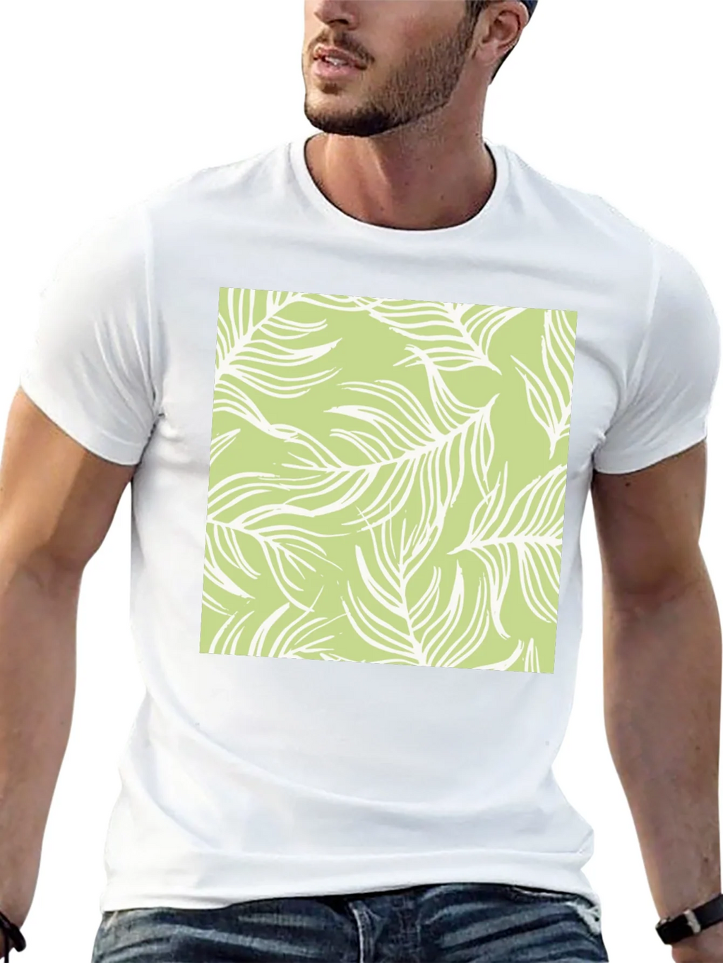 Nature Pattern Tee - Black Cotton Casual product image 4