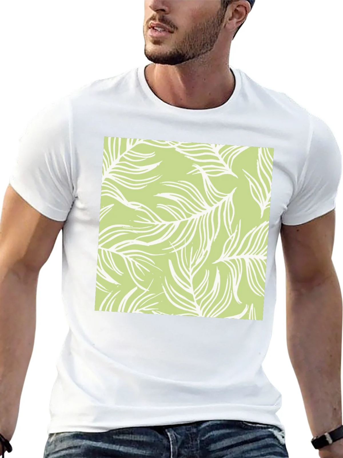 Nature Pattern Tee - Black Cotton Casual product image 4