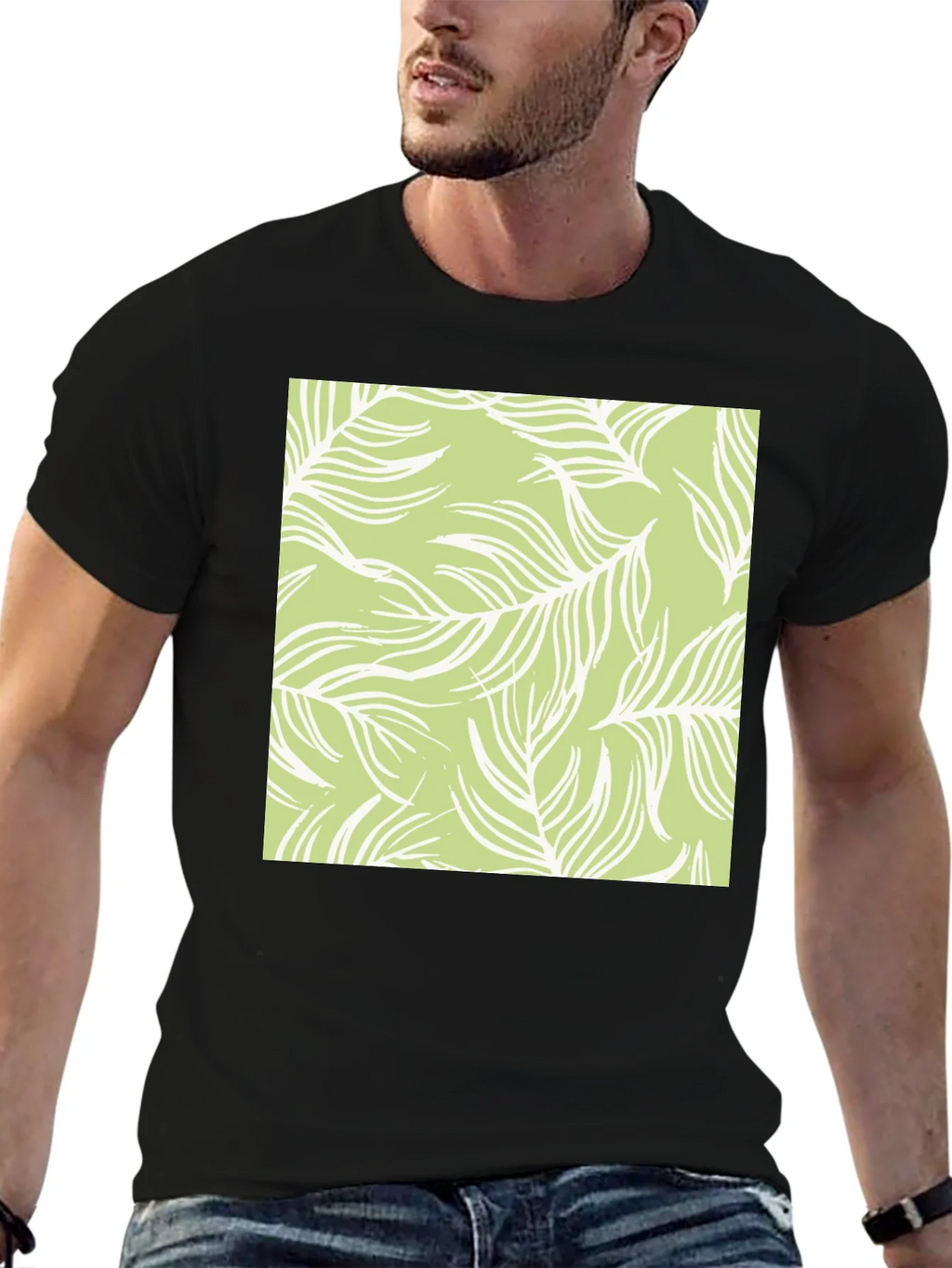 Nature Pattern Tee - Black Cotton Casual product image 9