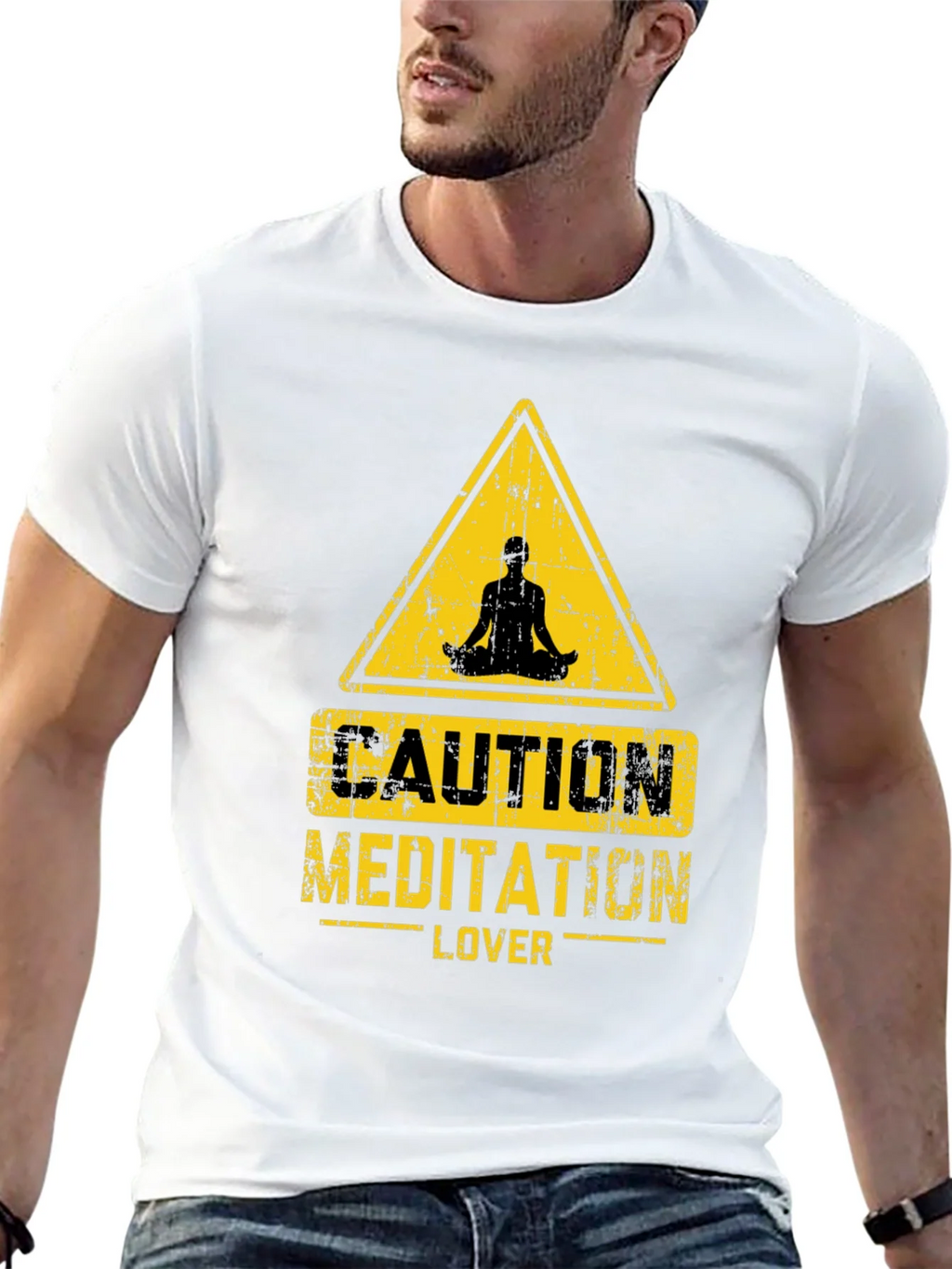 Caution Meditation Lover Black T-Shirt product image 4