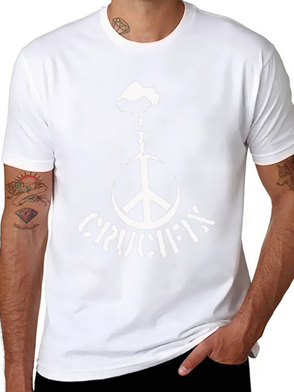 Crucifix Peace Sign Black T-Shirt product image 10
