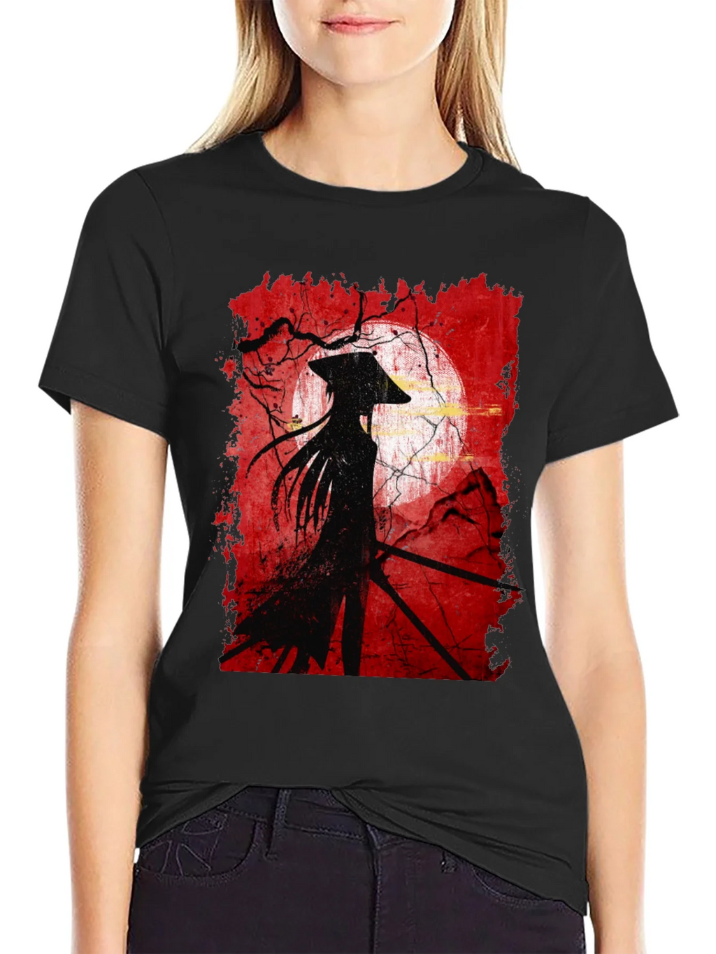 Samurai Silhouette Graphic Tee - Mens Black T-Shirt product image 5