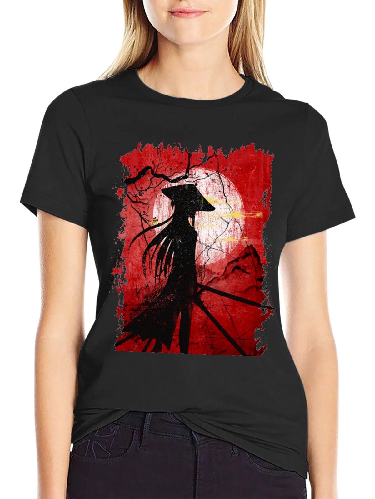 Samurai Silhouette Graphic Tee - Mens Black T-Shirt product image 5