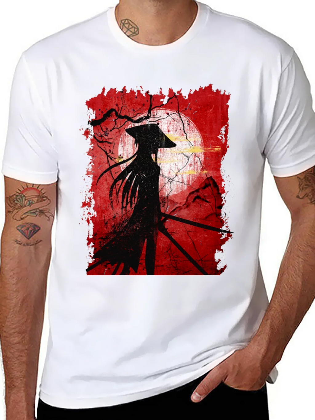 Samurai Silhouette Graphic Tee - Mens Black T-Shirt product image 10
