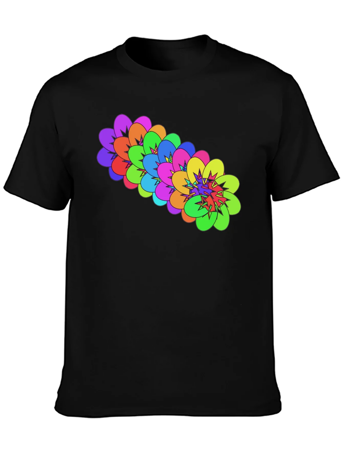 Colorful Floral Graphic Black T-Shirt product image 6