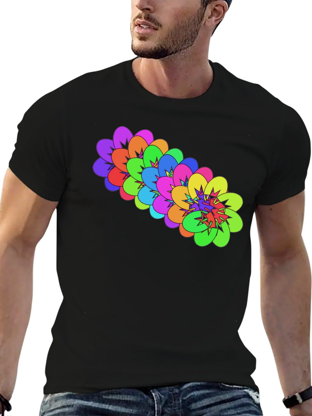 Colorful Floral Graphic Black T-Shirt product image 9