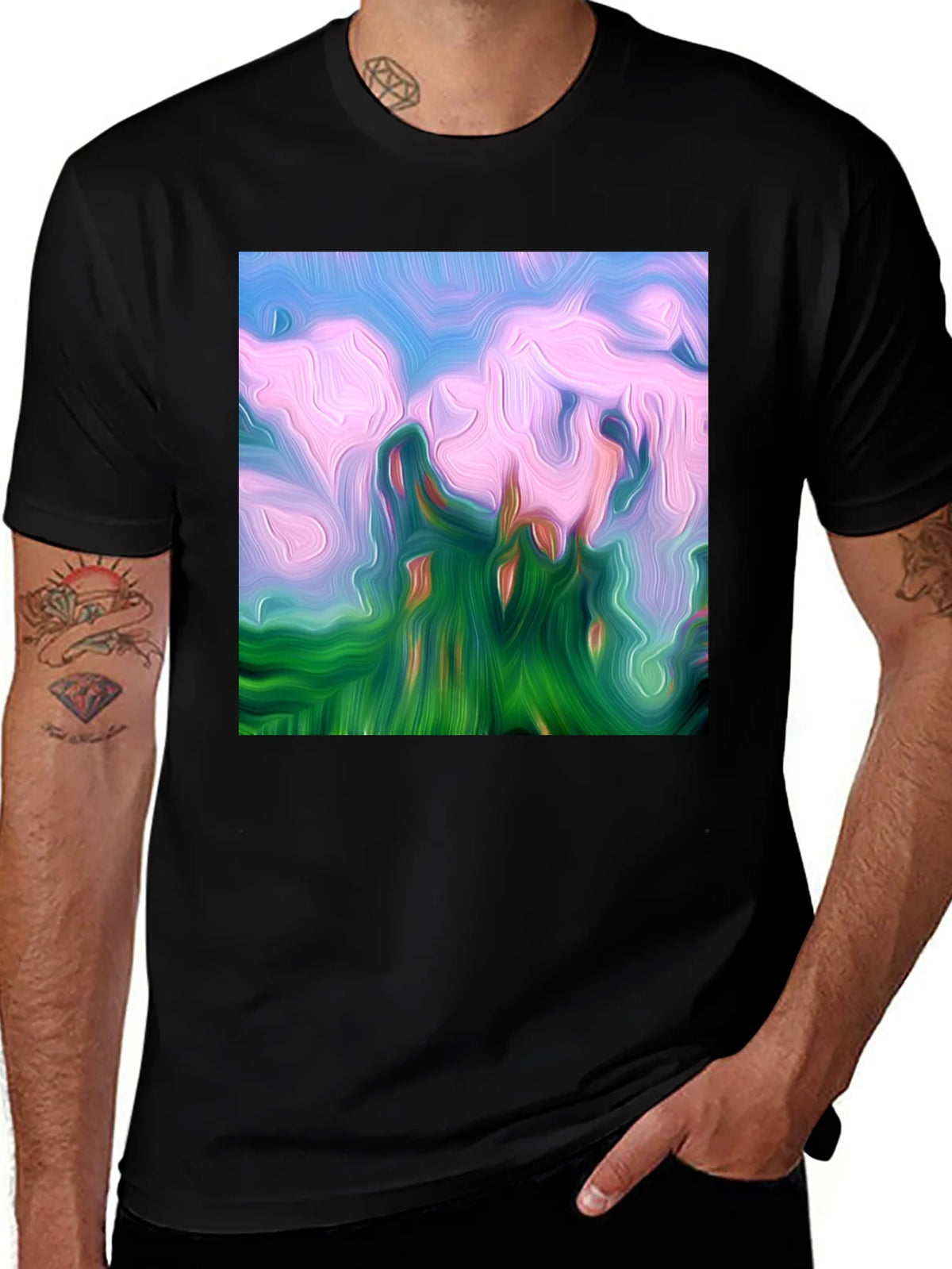 Abstract Landscape Graphic Tee - Artistic Black T-Shirt product image 1