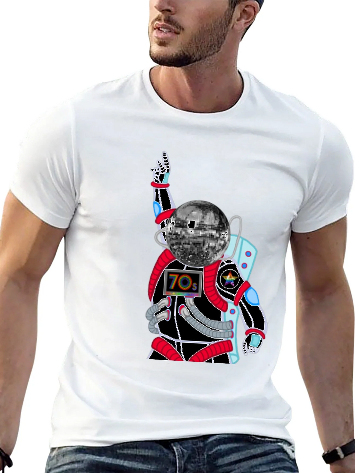 Retro Disco Astronaut T-Shirt - 70s Space Groove product image 4