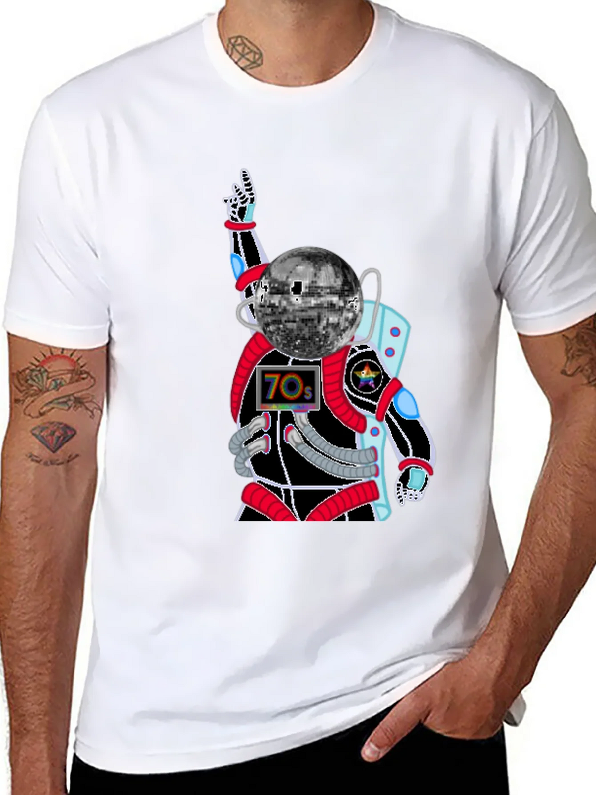 Retro Disco Astronaut T-Shirt - 70s Space Groove product image 10