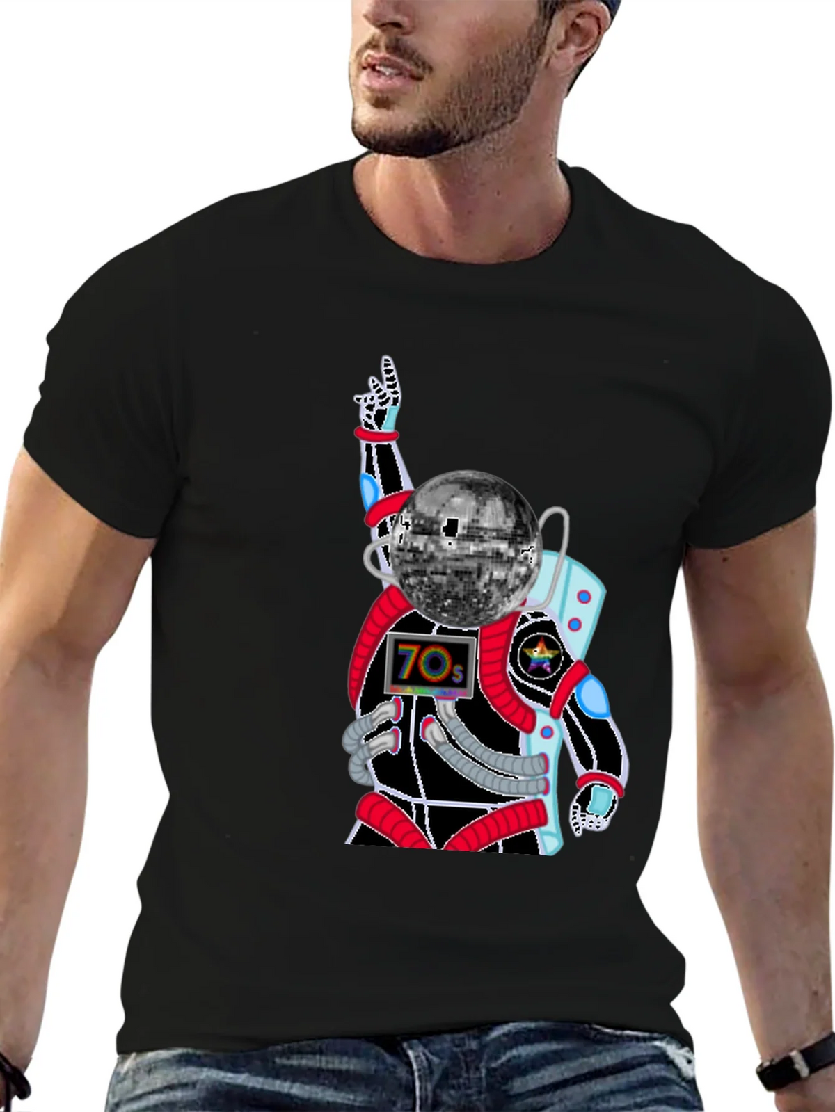 Retro Disco Astronaut T-Shirt - 70s Space Groove product image 9