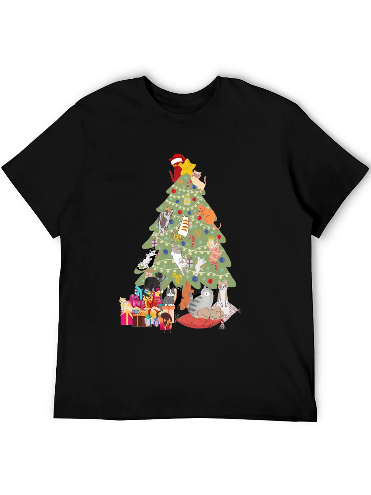 Cat Christmas Tree T-Shirt Holiday Tee product image 8
