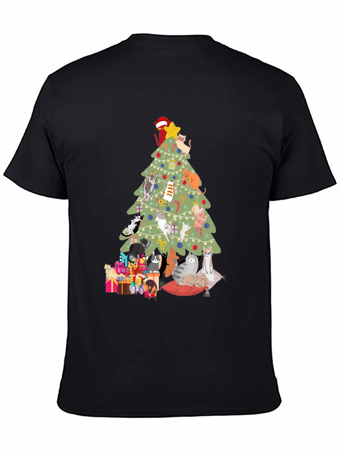 Cat Christmas Tree T-Shirt Holiday Tee product image 7