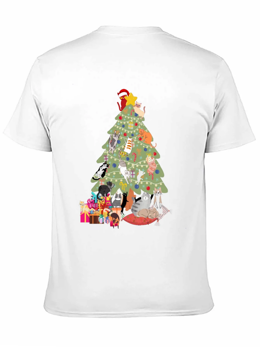 Cat Christmas Tree T-Shirt Holiday Tee product image 2