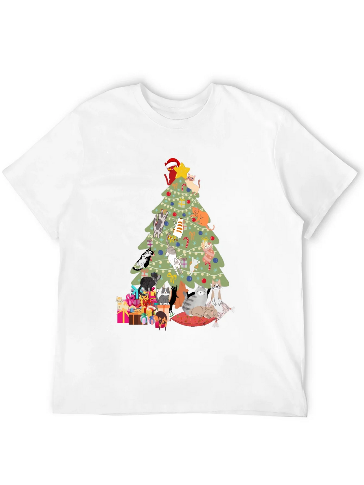 Cat Christmas Tree T-Shirt Holiday Tee product image 3