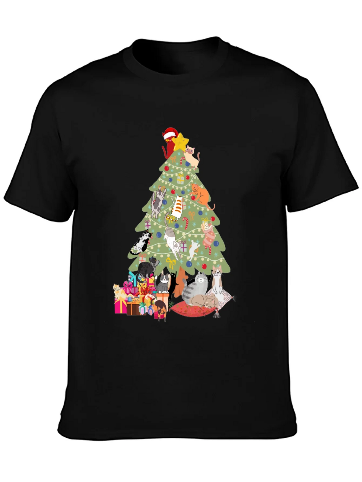 Cat Christmas Tree T-Shirt Holiday Tee product image 6
