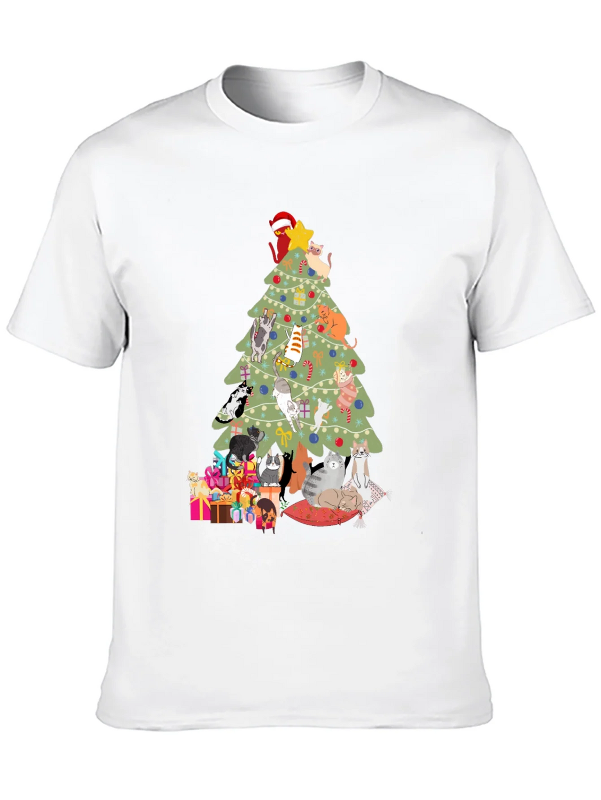 Cat Christmas Tree T-Shirt Holiday Tee product image 12