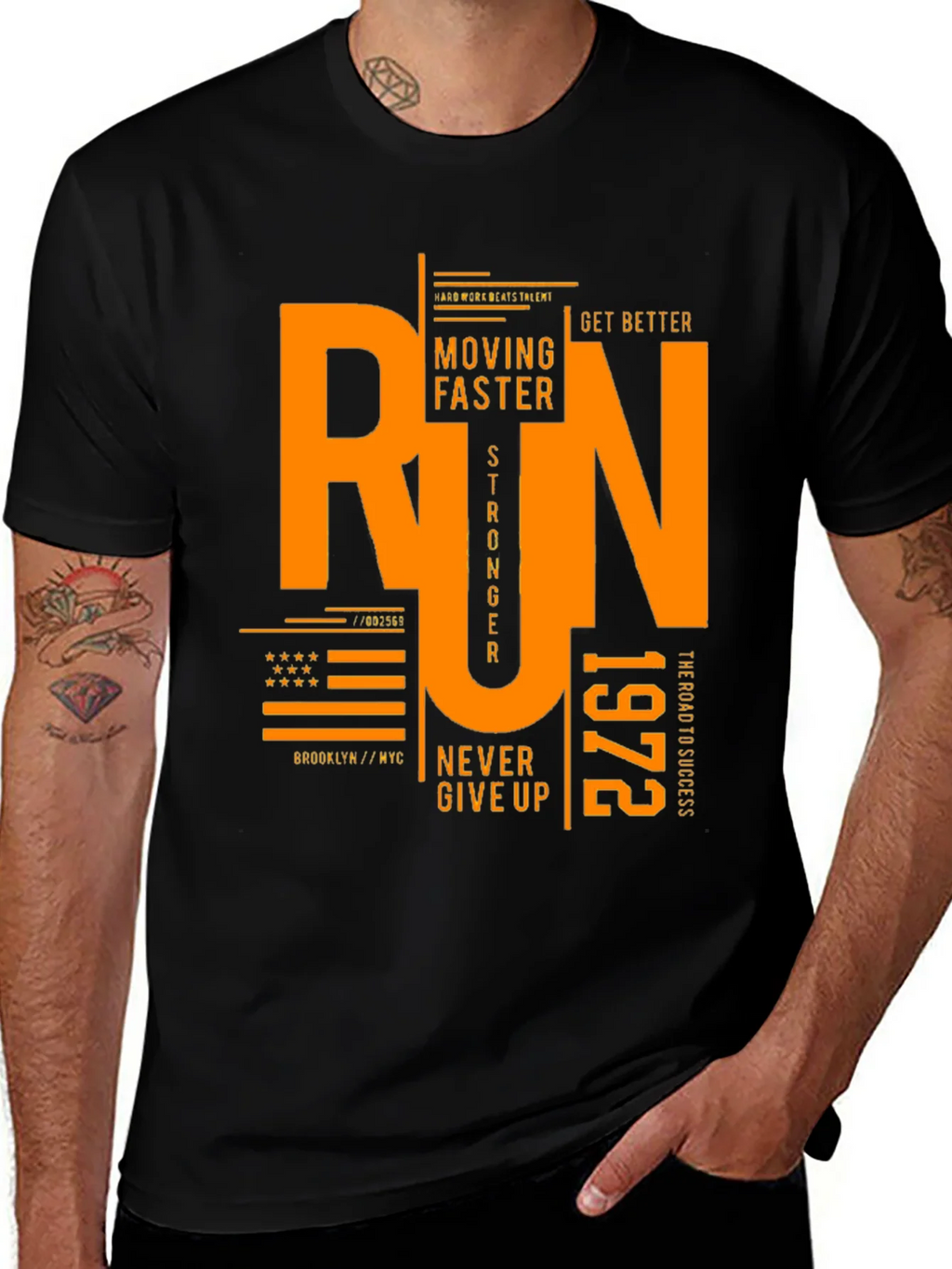 Run Graphic Print Black T-Shirt product image 1