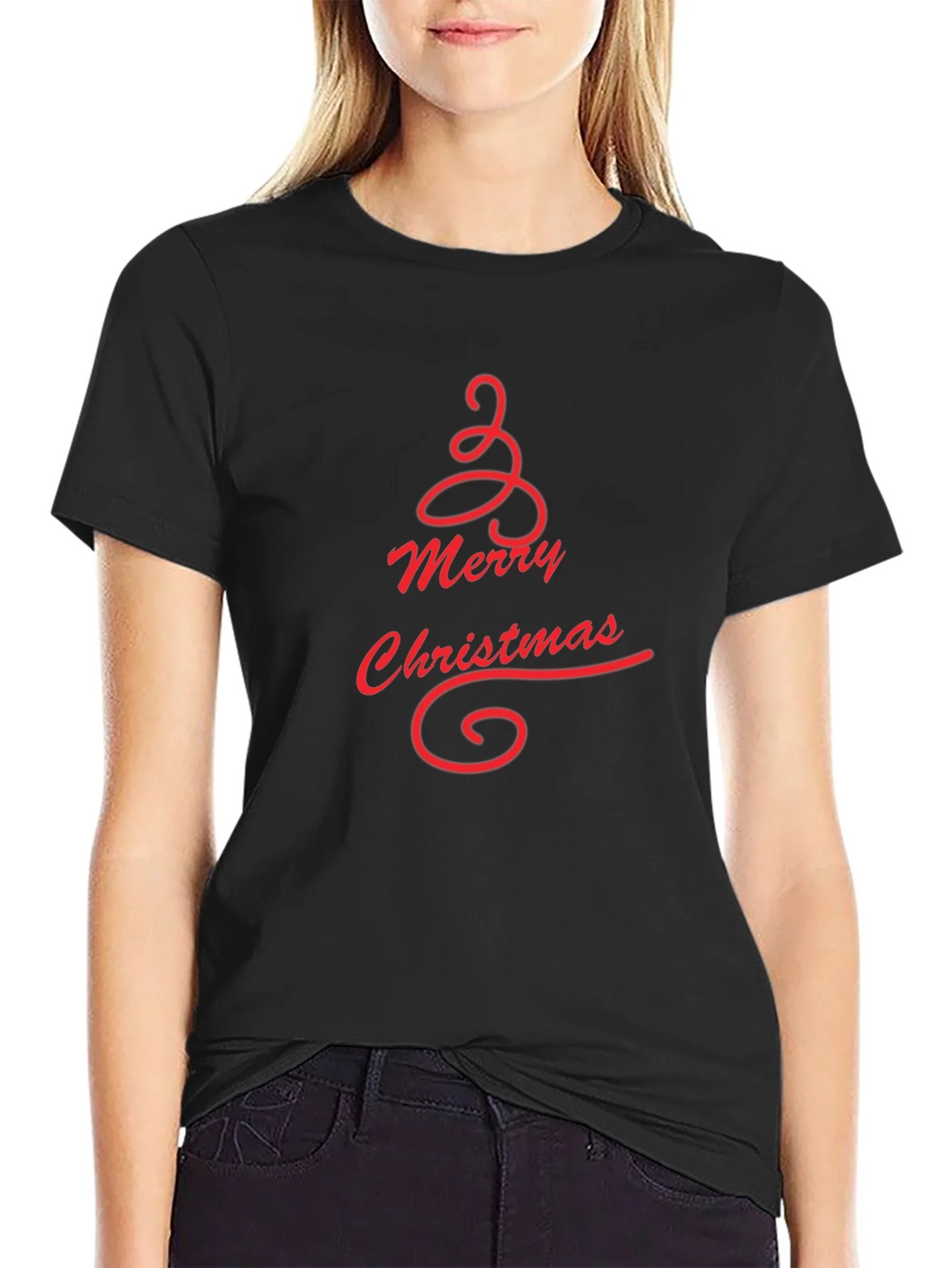 Merry Christmas Tree Graphic Tee - Black product image 5
