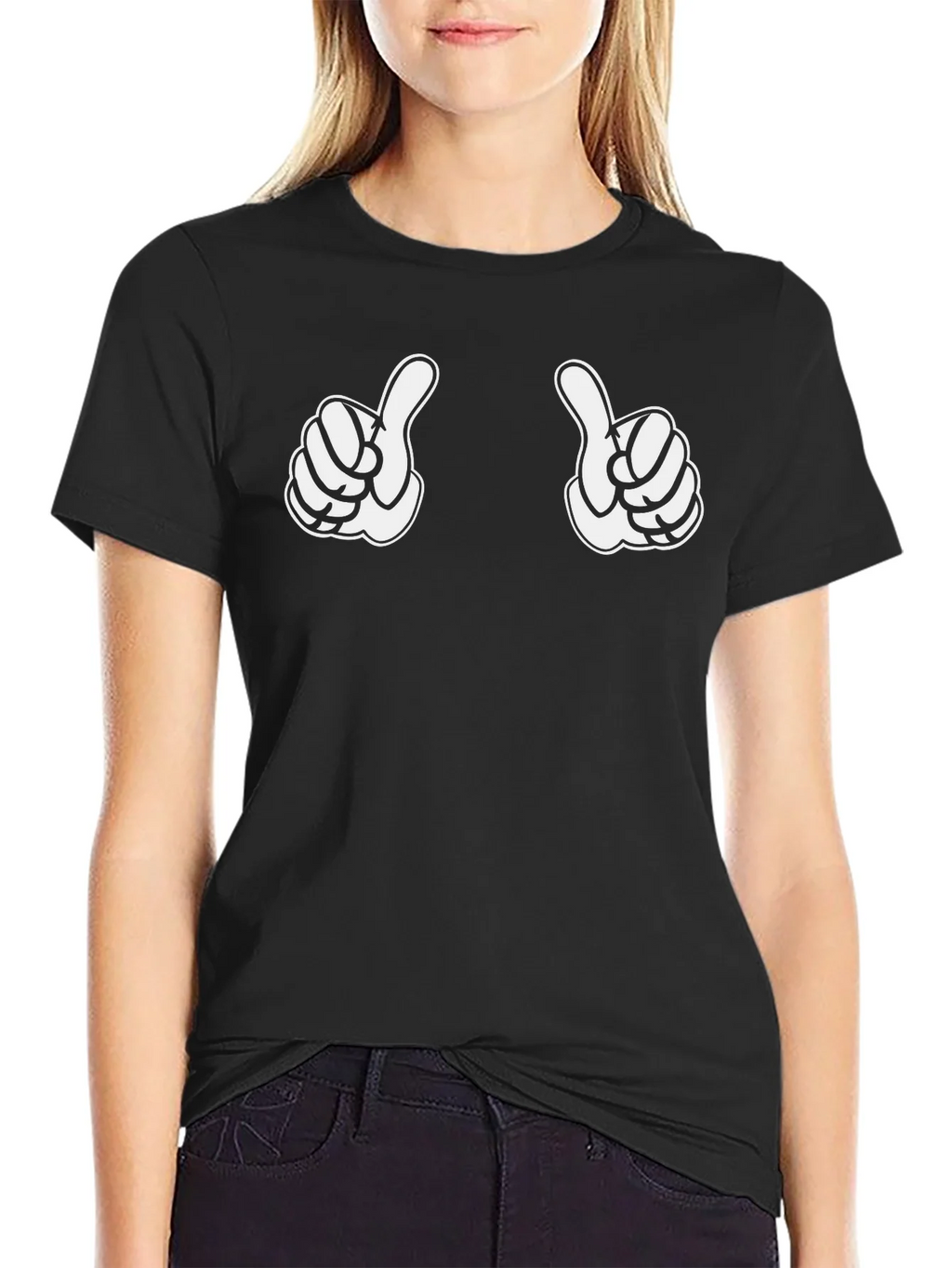 Thumbs Up Graphic Print Black T-Shirt product image 5