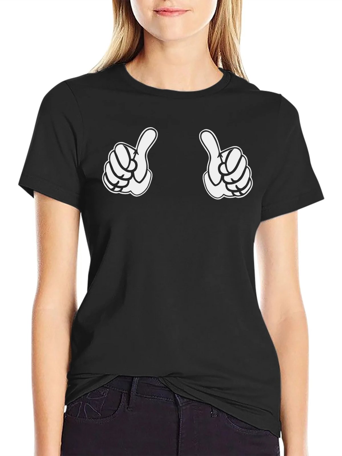Thumbs Up Graphic Print Black T-Shirt product image 5