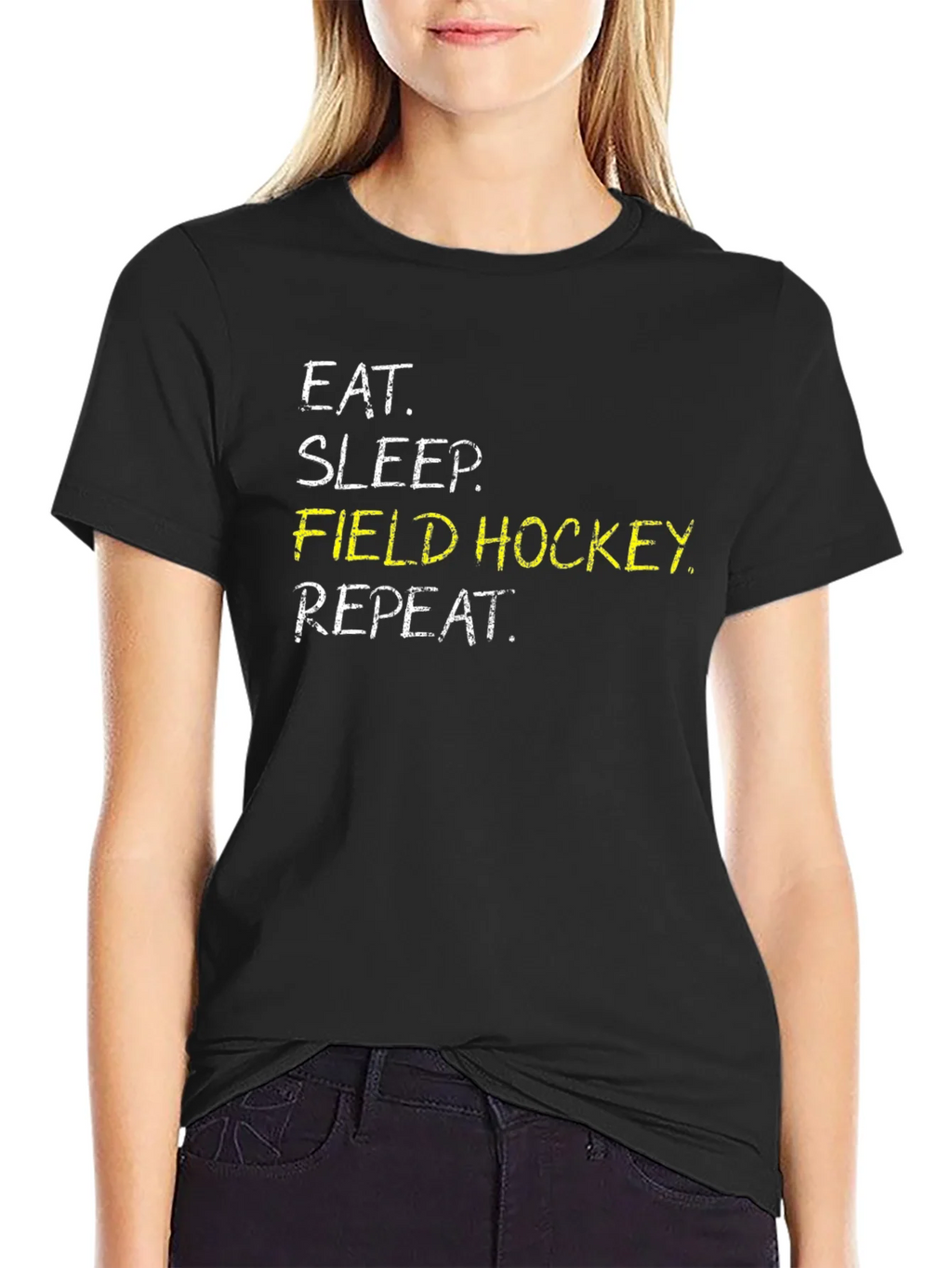 Eat Sleep Field Hockey Repeat Black T-Shirt product image 5