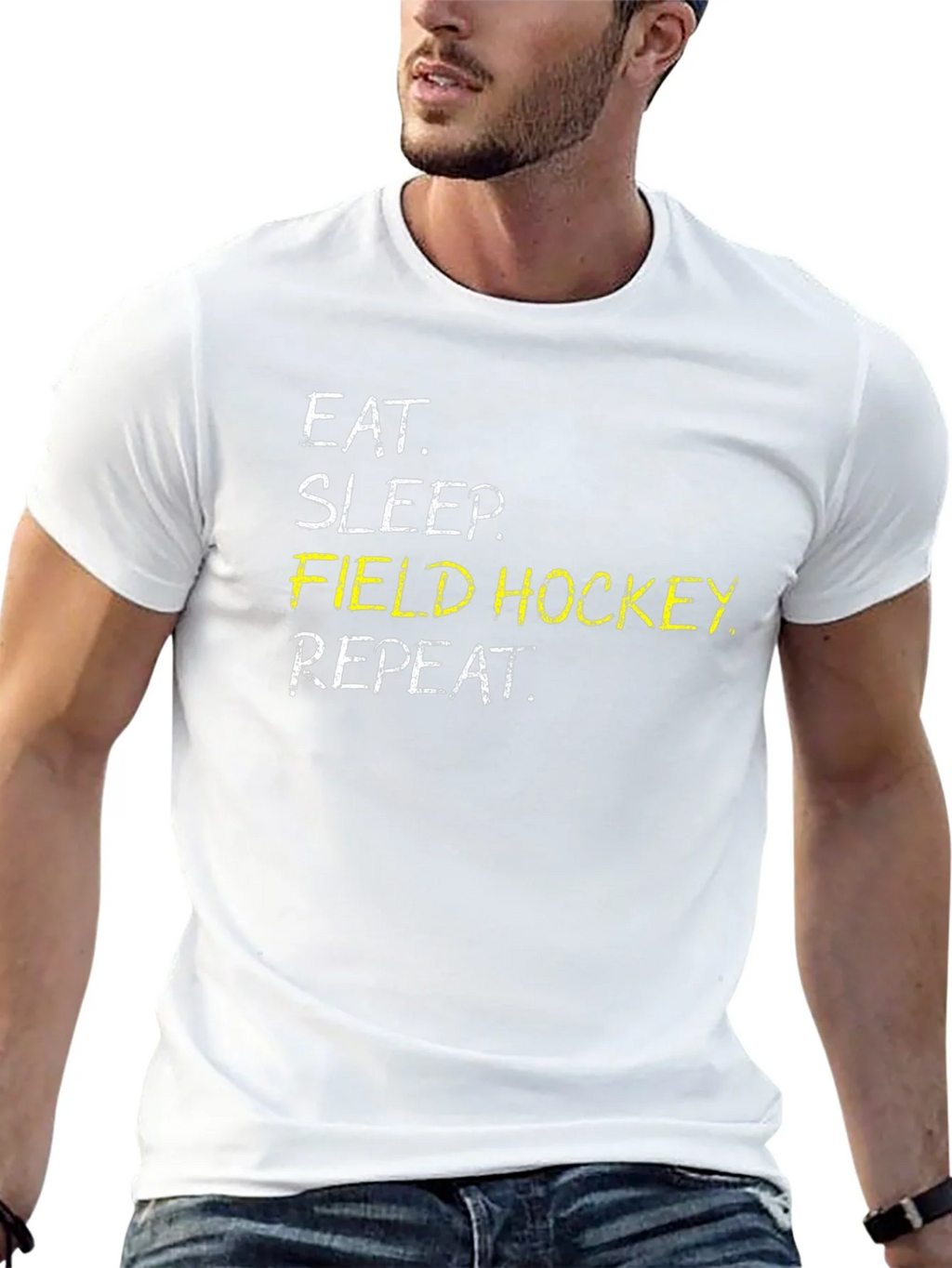 Eat Sleep Field Hockey Repeat Black T-Shirt product image 4