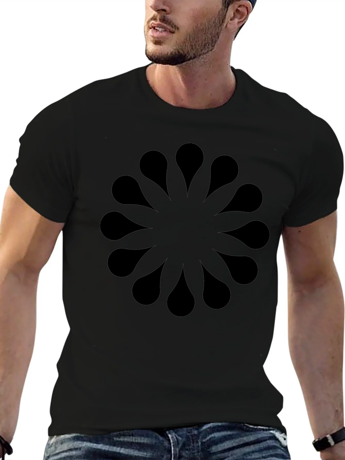 Abstract Floral Pattern Black T-Shirt product image 9
