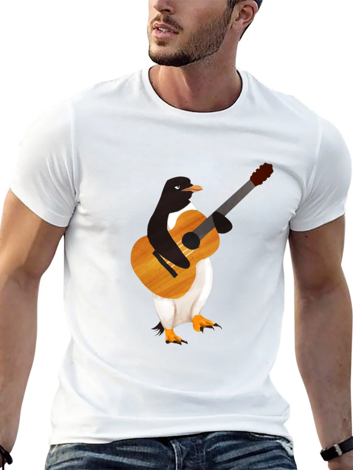 Penguin Guitar Player T-Shirt - Cool Graphic Tee product image 4