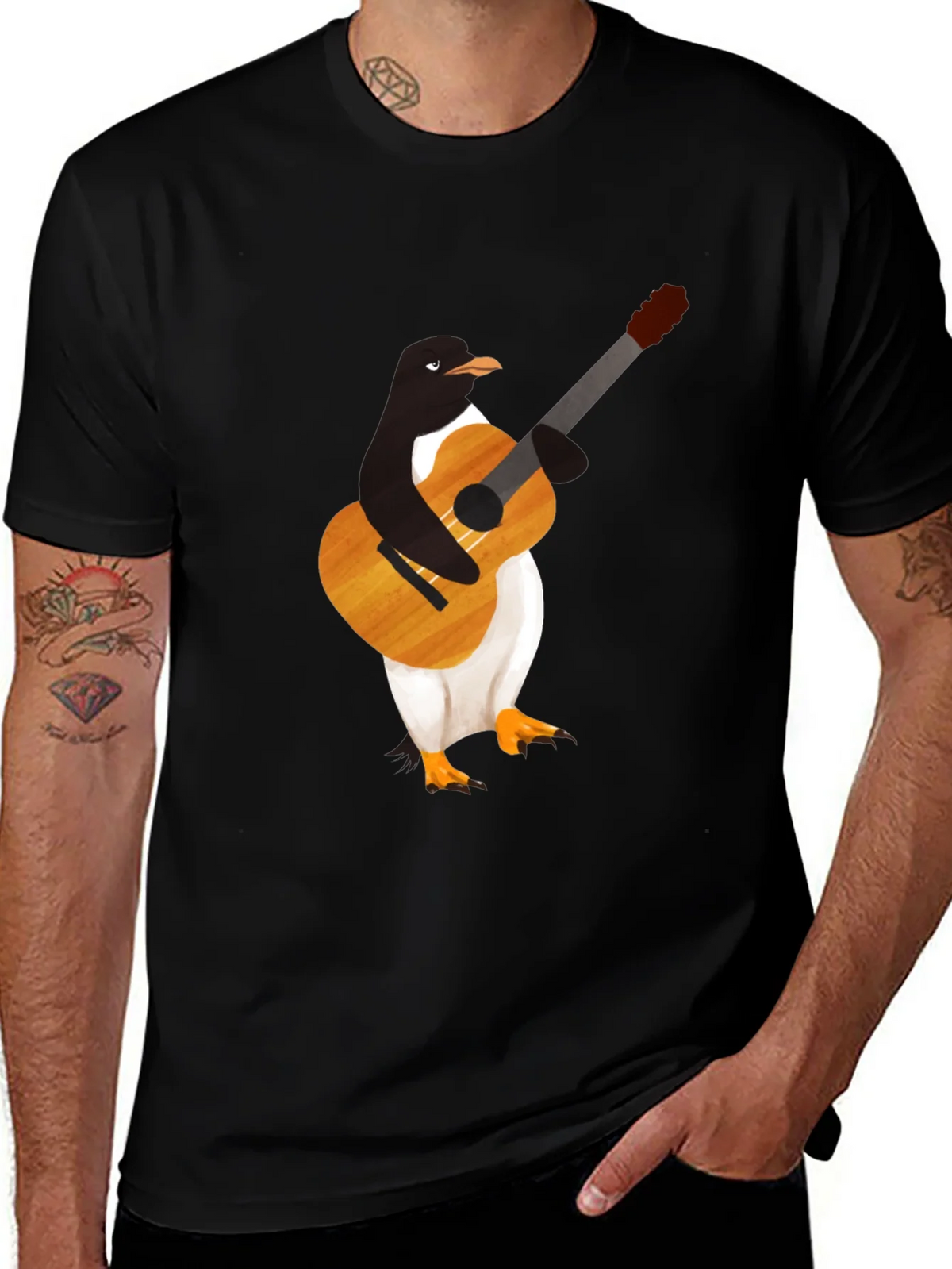 Penguin Guitar Player T-Shirt - Cool Graphic Tee product image 1