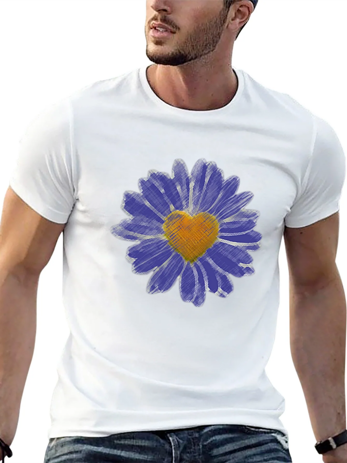 Heart Daisy Graphic T-Shirt - Mens Black Tee product image 4