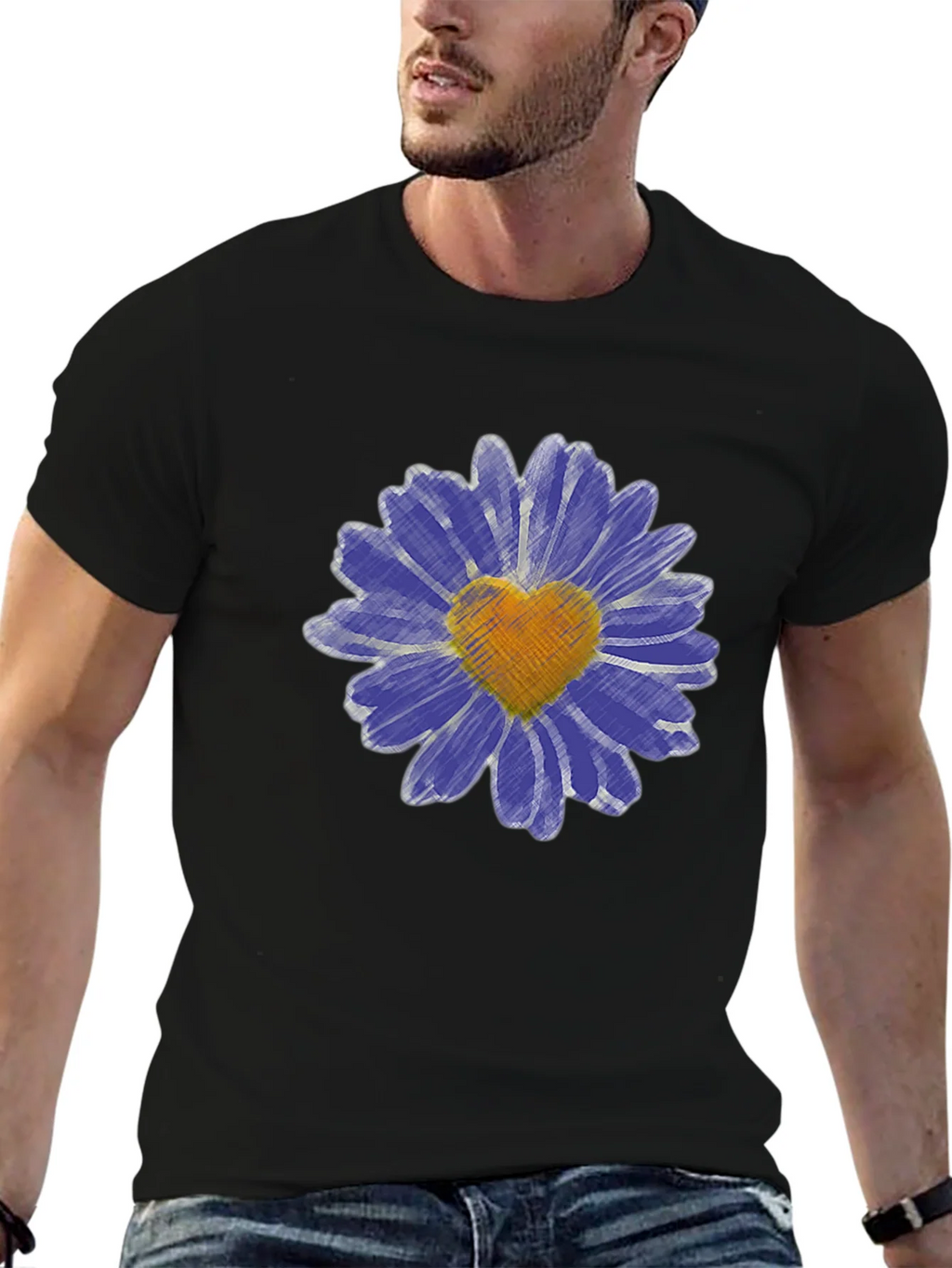 Heart Daisy Graphic T-Shirt - Mens Black Tee product image 9